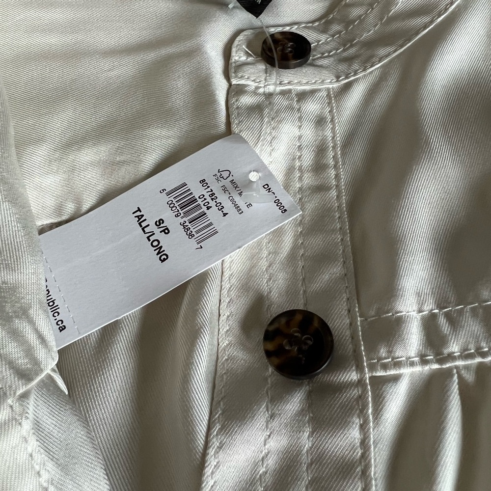 Banana Republic Flounce Hem Dress - Size Small Tall - Cream - Picture 5 of 10